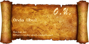 Onda Ubul névjegykártya